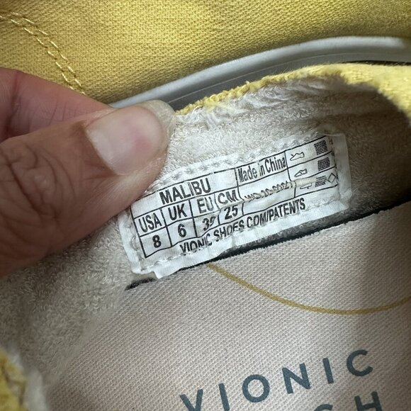 Vionic Beach Malibu Shoes Womens Size 8 Yellow Slip On Canvas Comfort Casual - Picture 10 of 10
